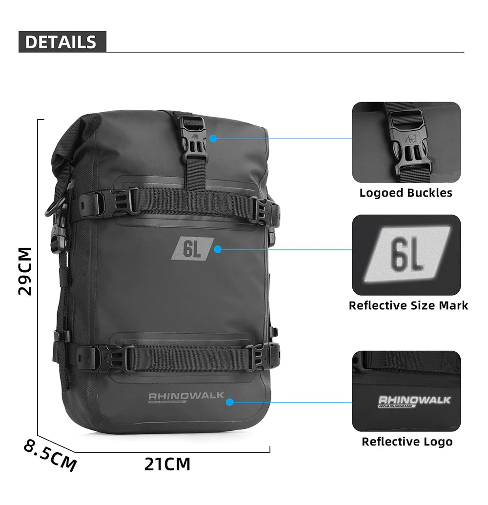 Rhinowalk Crash Bar Dry Bags Waterproof Motorcycle Bag for Crash Bar Motorbike Bumper Bag for Tail Side Seat Motorcycle Pack (Black) (MT2206)